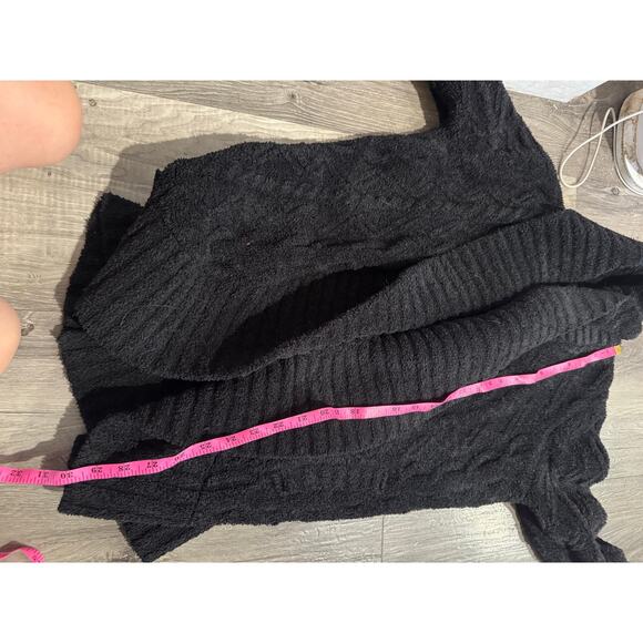 Barefoot Dreams CozyChic Cable Shawl Cardigan Black XS GUC - Picture 4 of 7